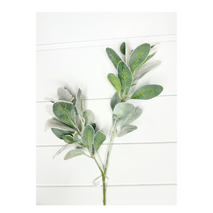 28" Artificial Snowy Lamb's Ear Spray - Winter Decor Accent- Greenery Accent for Decor - Perfect for DIY Arrangements (XS548)