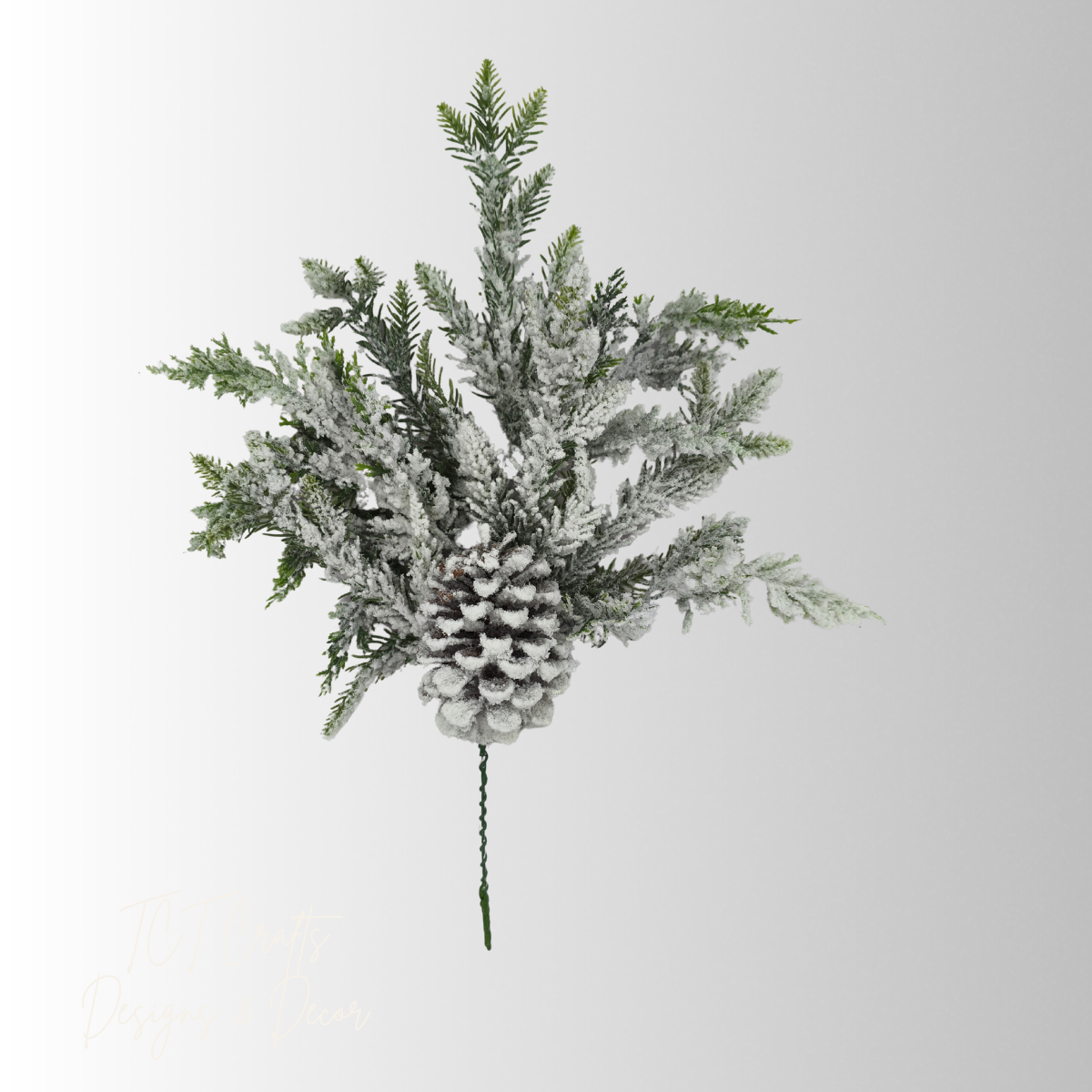 Snowy Pinecone Pine Cedar Pick | Frosted Woodlands Christmas | 18" Pick-85930 Golden Bell