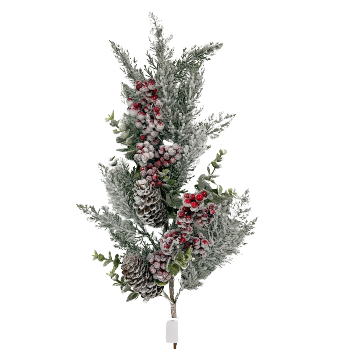 Snowed Cypress Berry Spray | Frosted Winter Pinecone Pick | 26" Spray-32293 Golden Bell