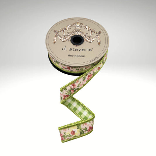 D. Stevens Mauve Rose Reversible Wired Ribbon | 1 Inch Floral Ribbon-18-4815 D.Stevens