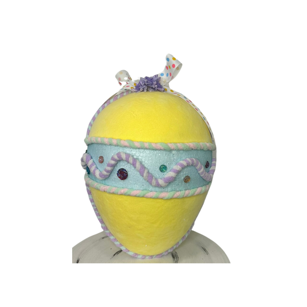 Large 10" Pastel Foam Velvet Easter Egg - Choose Pink, Yellow, or Mint Green - Styrofoam Hanging Decor - Easter Wreath Attachment (MT26010) Regency