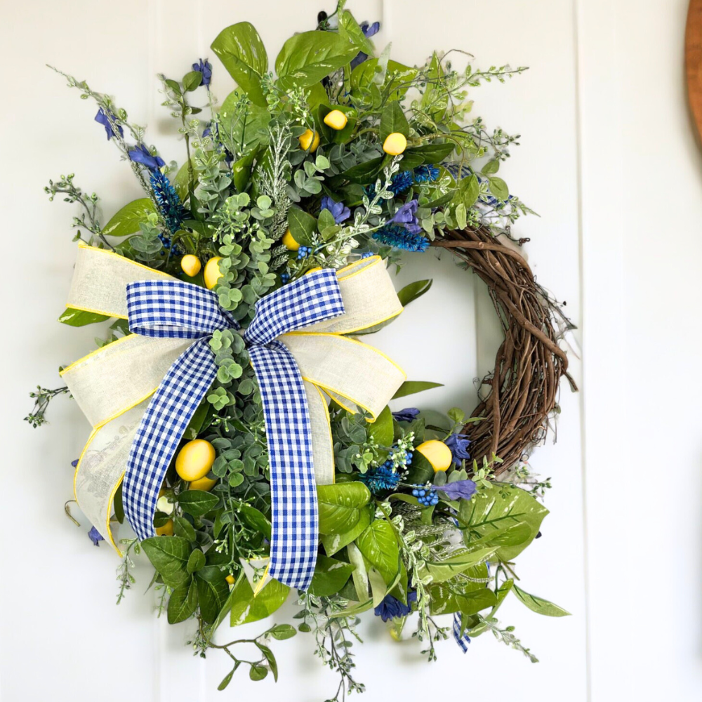 Blue & Yellow Lemon Summer Wreath-TCT1517 TCT Crafts