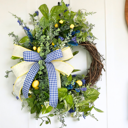 Blue & Yellow Lemon Summer Wreath-TCT1517 TCT Crafts