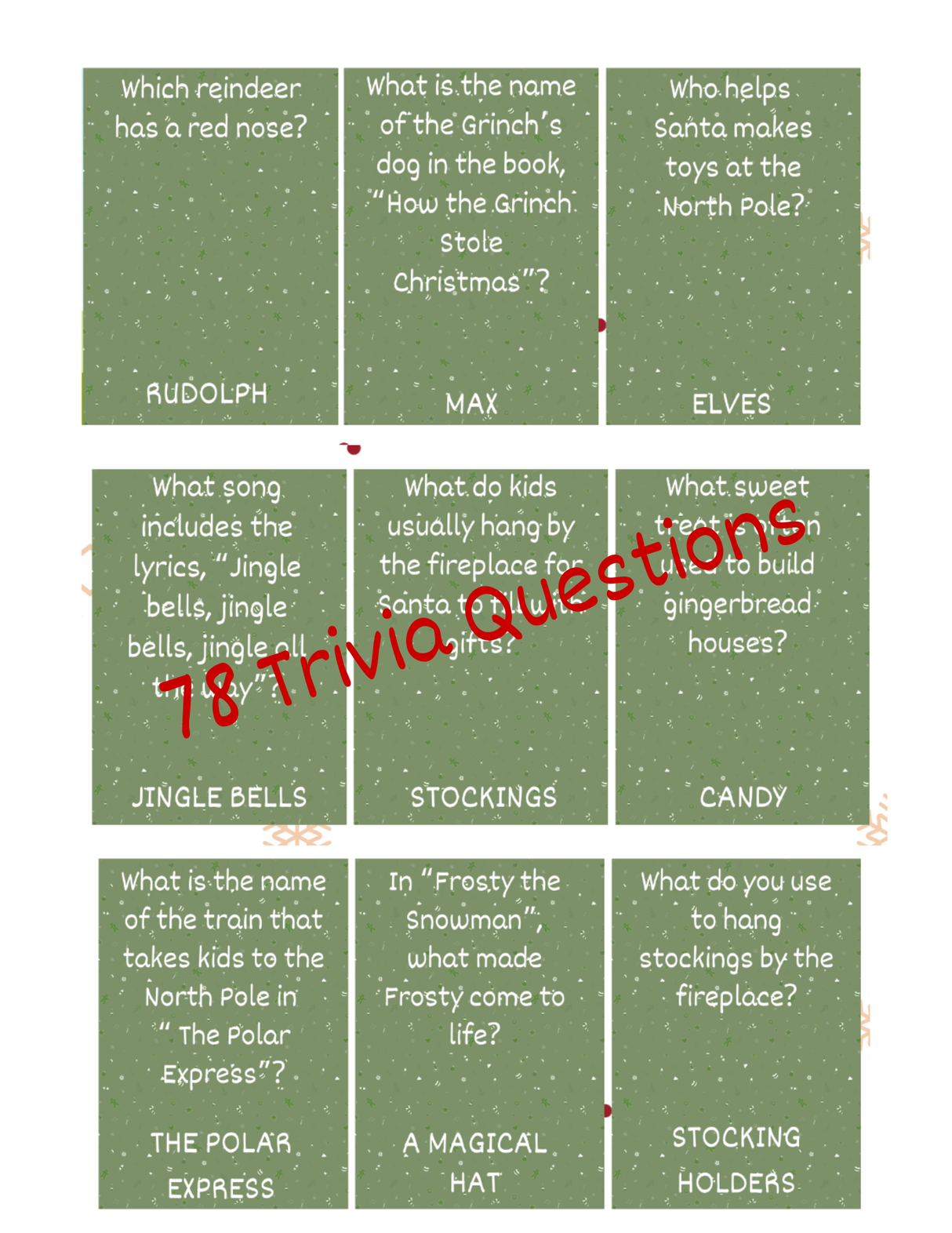 Festive Fun Printable Christmas Trivia Game for the Whole Family - Instant Download