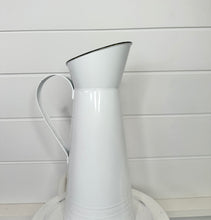 Load image into Gallery viewer, Black &amp; White Enamel Metal Water Pitcher Planter - 13x5x8 Tall - Vintage-Inspired Home Decor - Farmhouse Flower Planter (CTY36697-YLW)