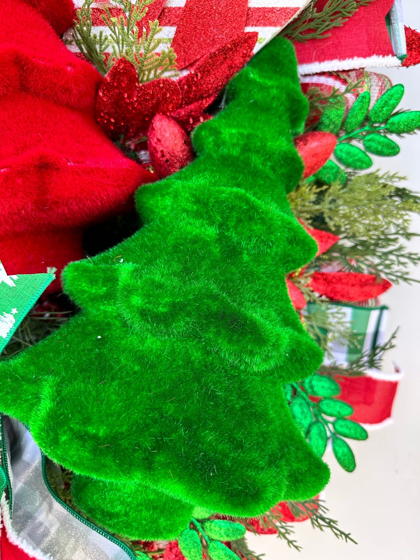 Festive Traditional Red/Green Christmas Tree Wreath - Holiday Decor - Artificial Pine - Glitter Sprays - Cedar Wreath-Red and Green Holiday TCT Crafts