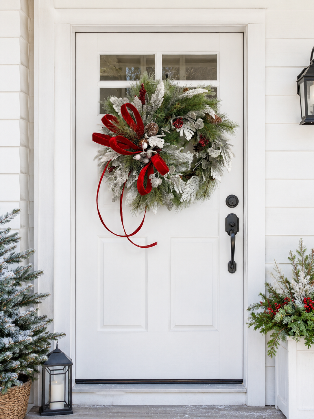 Classic Christmas Grapevine Wreath | Red Velvet Ribbon Winter Door Wreath TCT Crafts
