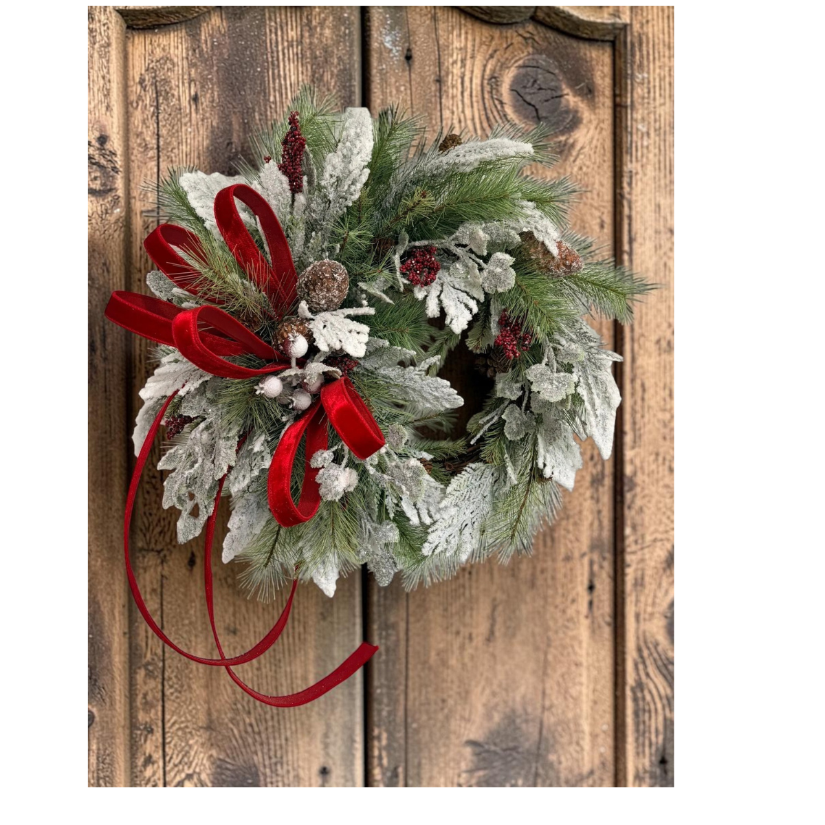 Classic Christmas Grapevine Wreath | Red Velvet Ribbon Winter Door Wreath TCT Crafts