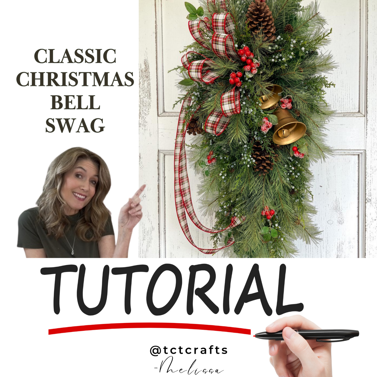 Digital Download: Classic Christmas Pine Bell Swag Tutorial | PDF + Video Link | DIY Craft Tutorial TCT Crafts