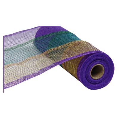 10.25" x 10yd Mardi Gras Wide Tinsel Foil Mesh - Purple/Green/Gold - Premium Wreath Supplies- RY840173 Craig Bachman