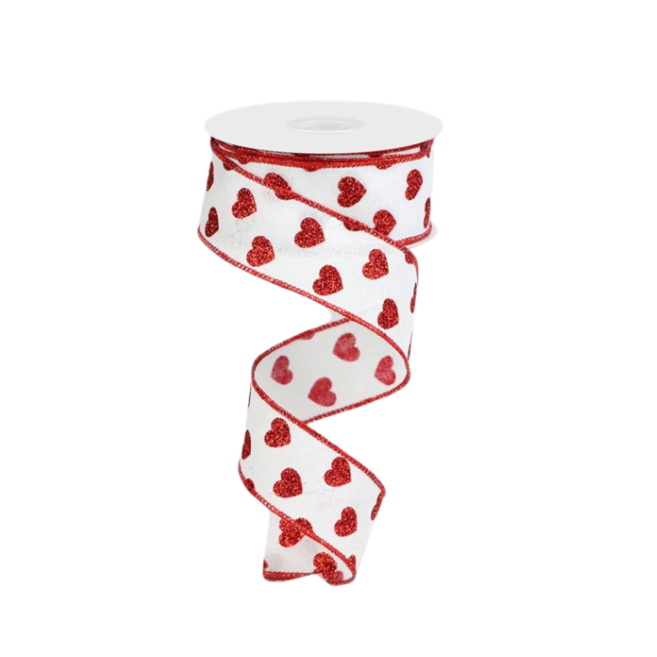 1.5"x10yd Roll of White/Red Glitter Valentine's Day Ribbon with Hearts - TCT Crafts -RGA173727 Craig Bachman