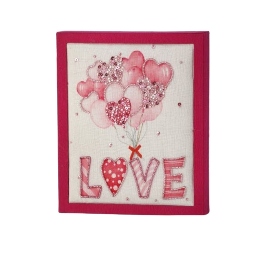 8.5" 'Love' Balloons Shadow Box in Pink - MDF Embroidered Wall Art - Valentine's Day Decor - TCT Crafts (MTX70891) Regency