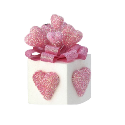 10.5" Valentine's Day Glitter Foam Gift Box with Hearts - Pink and  White Decor - Foam gift box wreath attachment - TCT Crafts (MTX70784RDWH) Regency