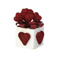 Load image into Gallery viewer, 10.5&quot; Valentine&#39;s Day Glitter Foam Gift Box with Hearts - Red and  White Decor - Foam gift box wreath attachment - TCT Crafts (MTX70784RDWH)