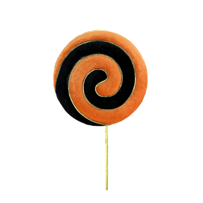 Colorful Plush Lollipop Spray | 23" Orange, Black, and Gold Candy Decor -57115ORBK