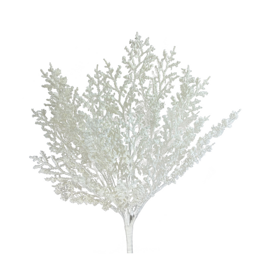 22"H White Glitter Cedar Bush – Artificial Winter Greenery for Christmas Designs-86136WT Liberty Floral