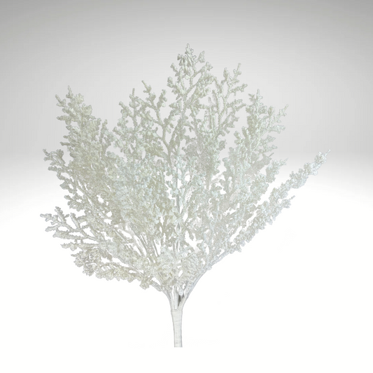 22"H White Glitter Cedar Bush – Artificial Winter Greenery for Christmas Designs-86136WT Liberty Floral