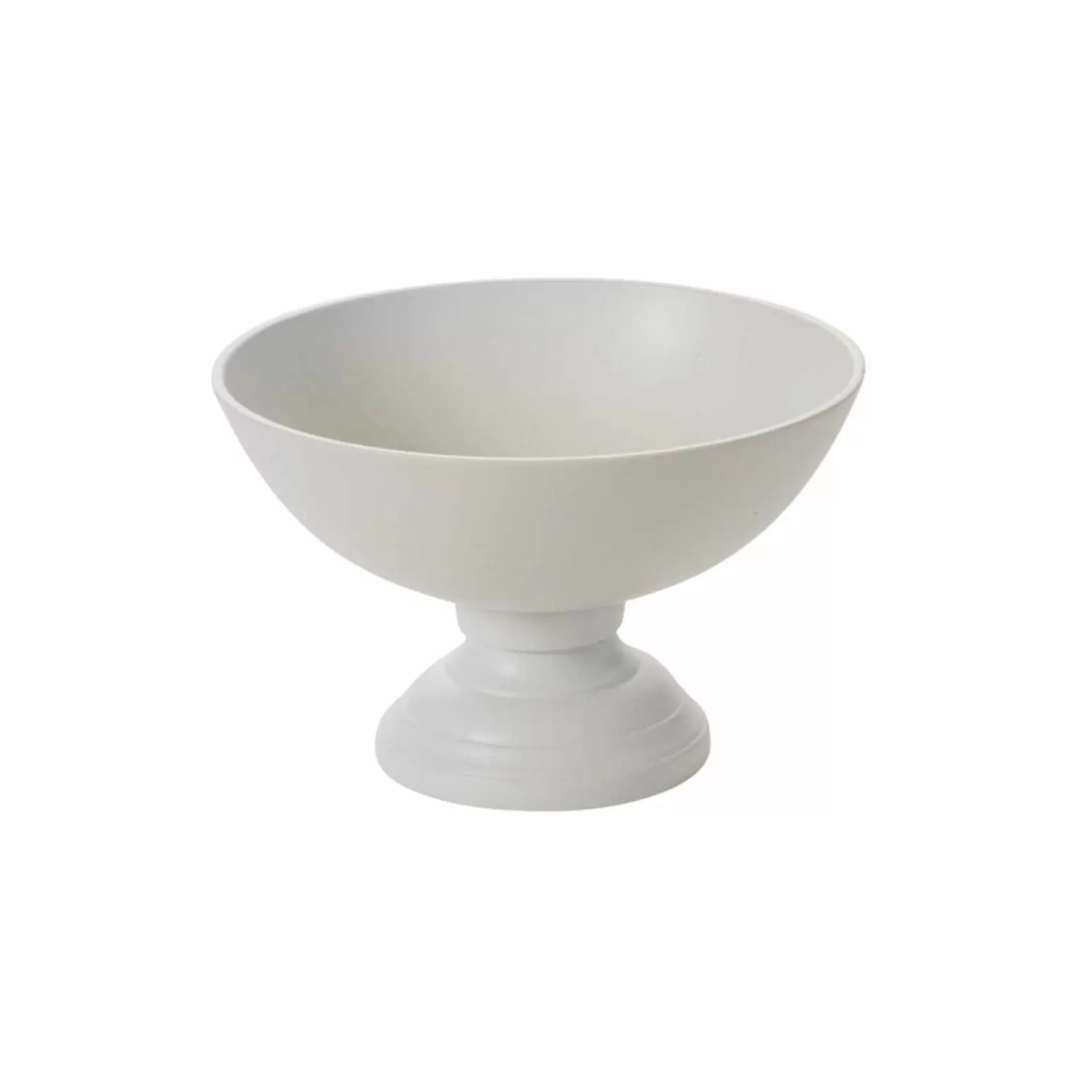 White Metal Compote Bowl — 8 Inch Matte White Pedestal Floral Container-72809-01 Pioneer Imports