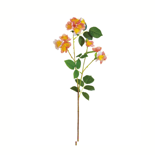 26" Wild Cottage Garden Rose Spray | Coral Faux Floral Stem
