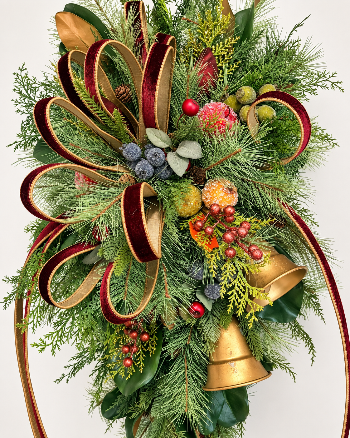 Williamsburg Deluxe Christmas Door Swag - Gold Bells-2195 TCT Crafts Designs & Decor