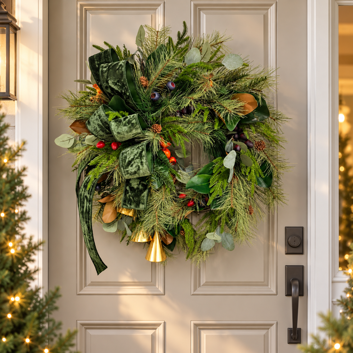 Williamsburg Bell Fruit Wreath | Grapevine Magnolia Christmas Wreath | 29"x22"-2197 TCT Crafts Designs & Decor
