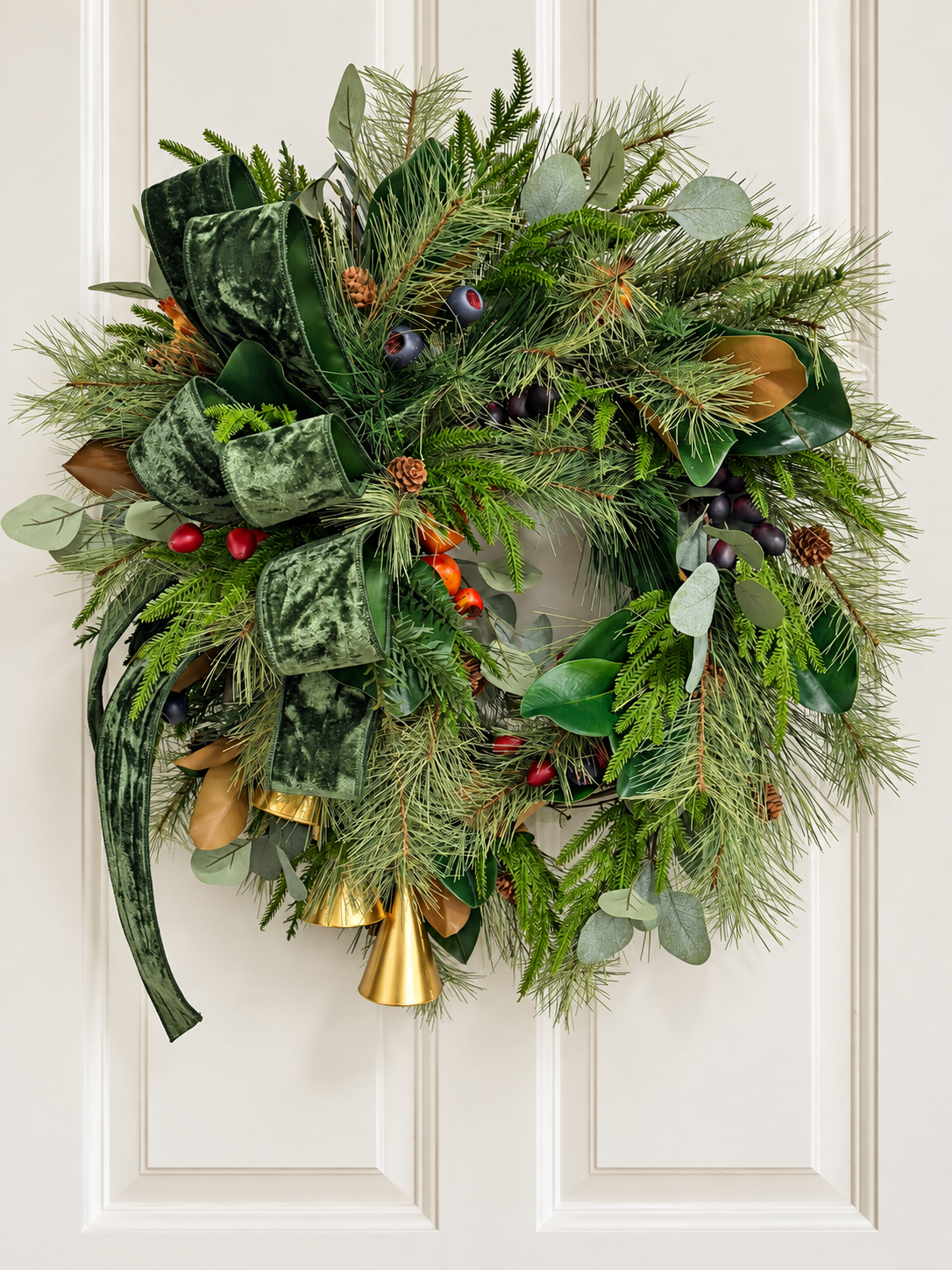 Williamsburg Bell Fruit Wreath | Grapevine Magnolia Christmas Wreath | 29"x22"-2197 TCT Crafts Designs & Decor