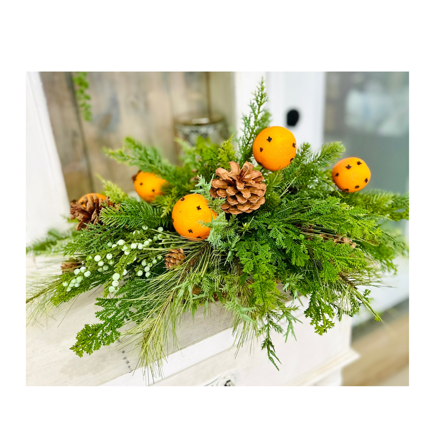 Winter Citrus & Pinecone Arrangement – Holiday Centerpiece with Orange Clove Picks TCT Crafts