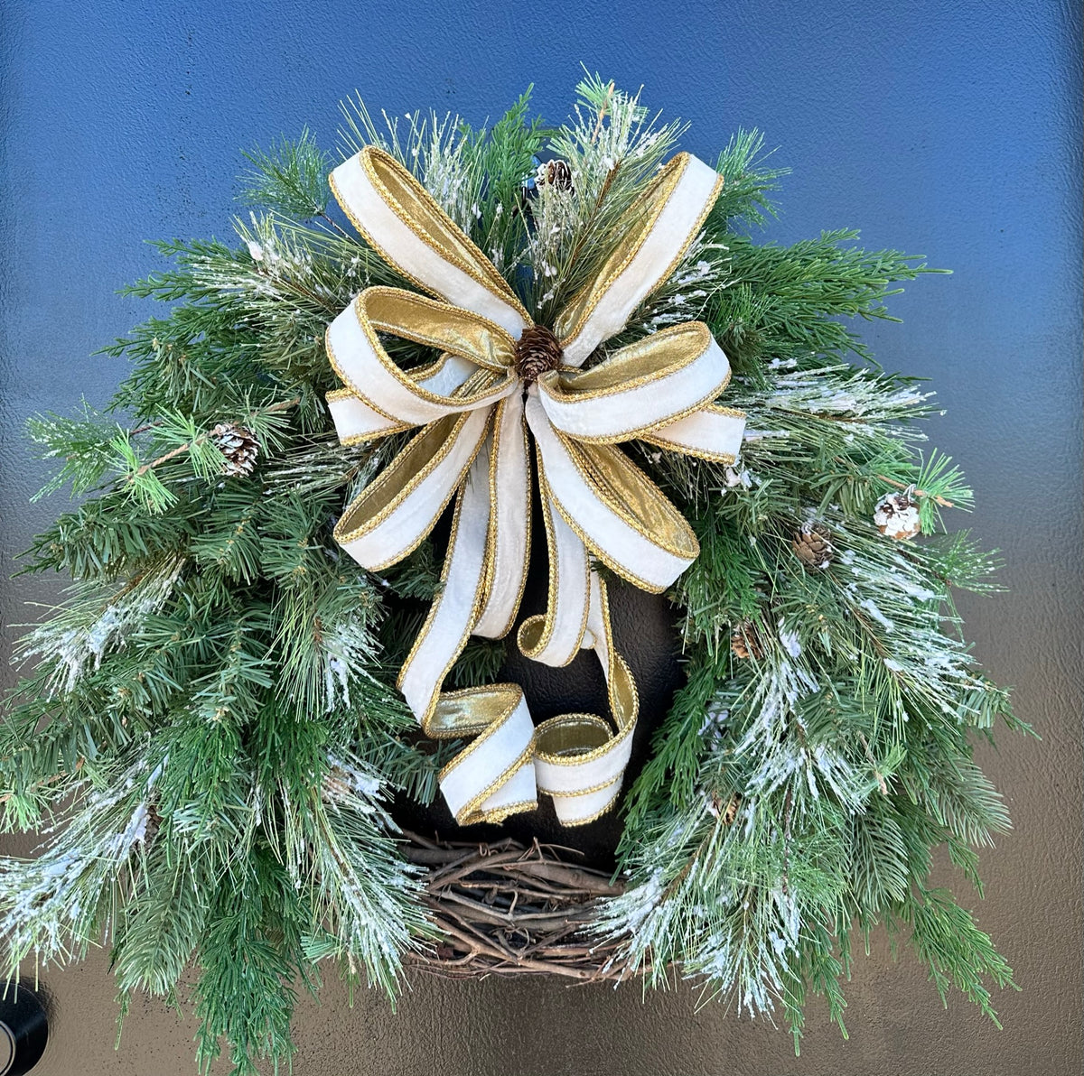 Premium Velvet Wreath Picks with Gift Box, Pine Cones, & Ornament