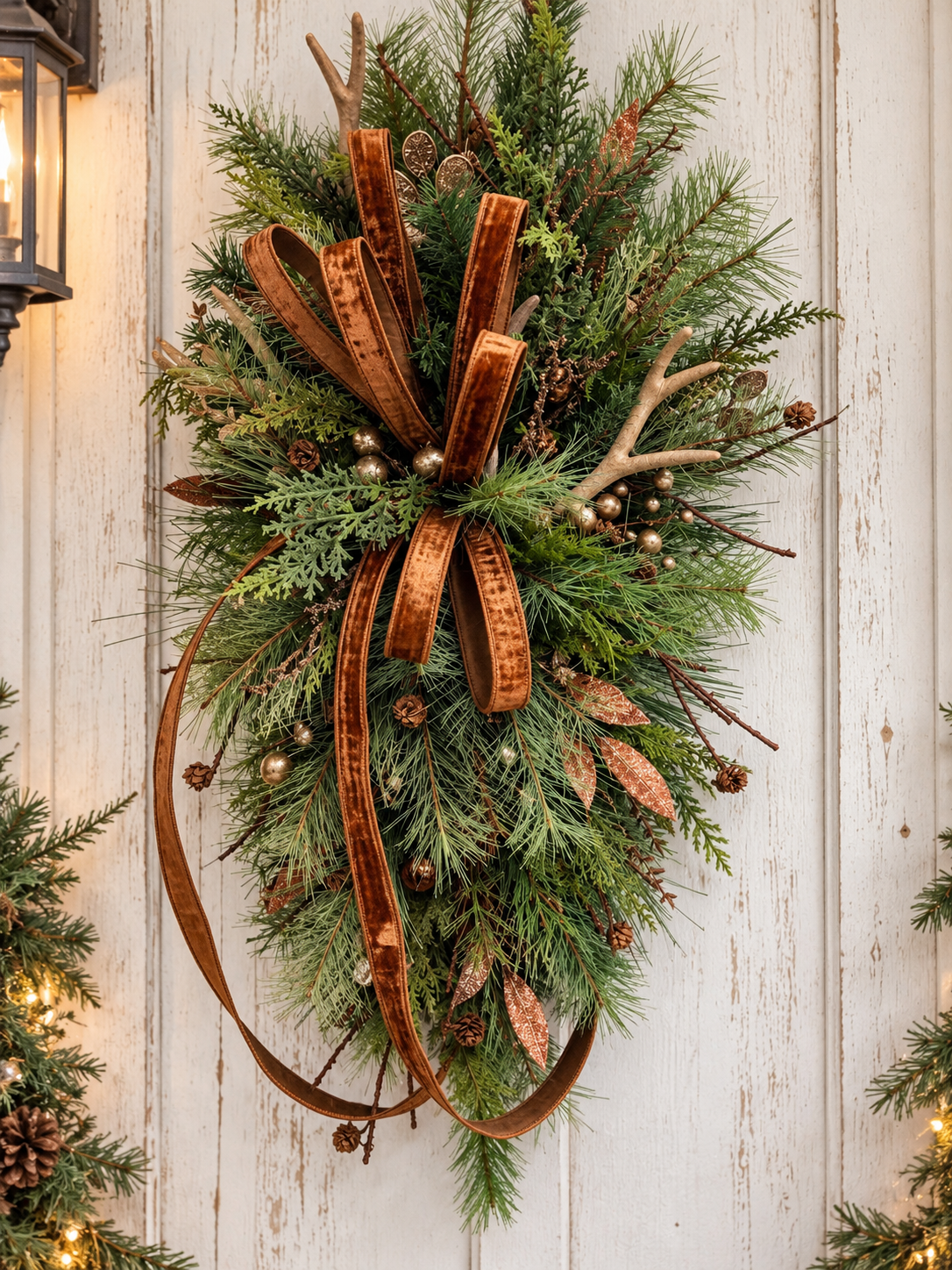 Lodge Christmas Swag Antler Pinecone | Cabin Mountain Home Decor | 45"Lx22"W-2207 TCT Crafts Designs & Decor