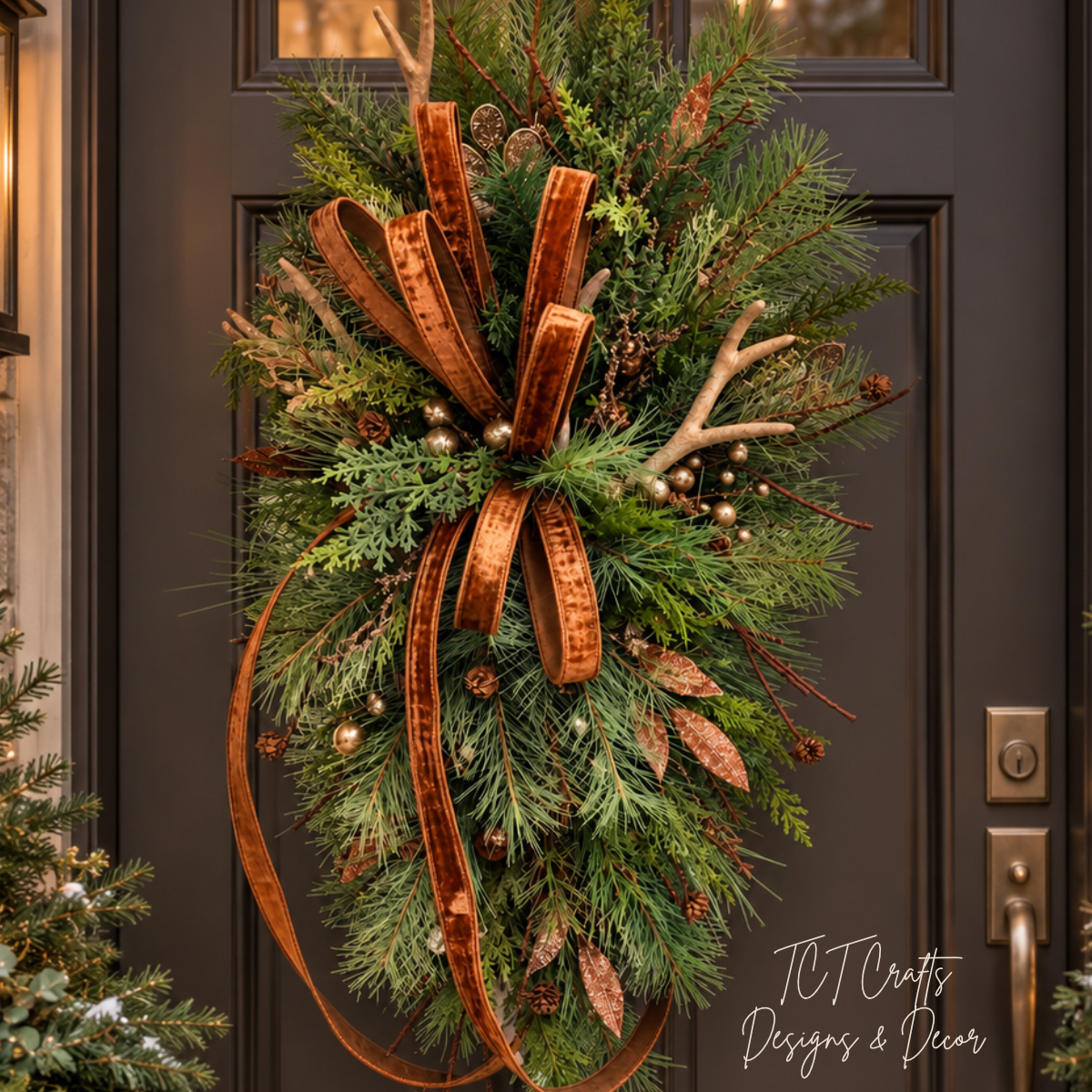 Lodge Christmas Swag Antler Pinecone | Cabin Mountain Home Decor | 45"Lx22"W-2207 TCT Crafts Designs & Decor