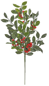 22" Red/Green Artificial Laurel Berry & Foliage Spray - Festive Holiday Decor- Artificial Flowers for Arrangements (XB594-RG)