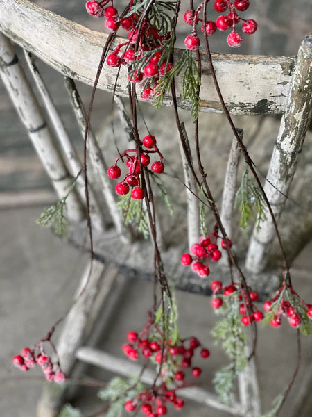Icy Red Berry and Cedar Vine — 4 Foot Christmas Wreath Supply and Holiday Accent-XBR36522 Lancaster & Vintage
