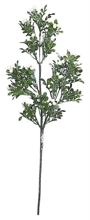 29'' Snow Mixed Boxwood Spray w/ White Berries - Elegant Winter Greenery -XP2409-GW