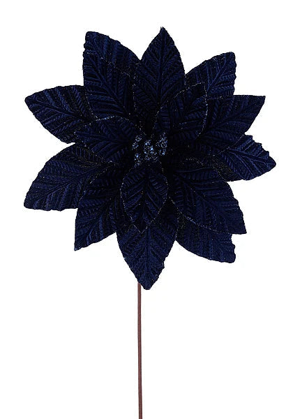20.5" Navy Blue Embossed Velvet Poinsettia Stem-XS426519 Craig Bachman