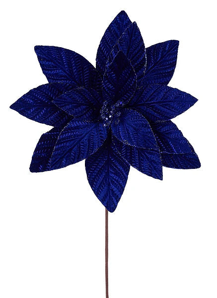 20.5" Royal Blue Embossed Velvet Poinsettia Stem-XS426525 Craig Bachman