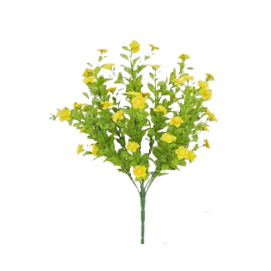 17" Yellow Artificial Filler Bush – 9-Stem Silk Flower Pick for Spring Bouquets, Wreaths & DIY Décor-82396-YEL Golden Bell