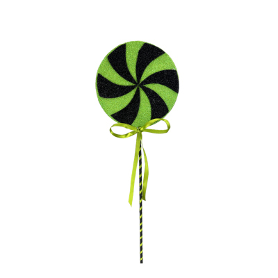 Whimsical Black and Green Lollipop Pick | 17" Glitter Candy Decor by TCT Crafts - 57046GN