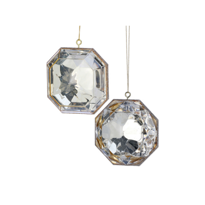 4" Acrylic Precious Gem Ornament Set | Round and Square | Choice of Colors | Set of 2 Assorted -MTX67413