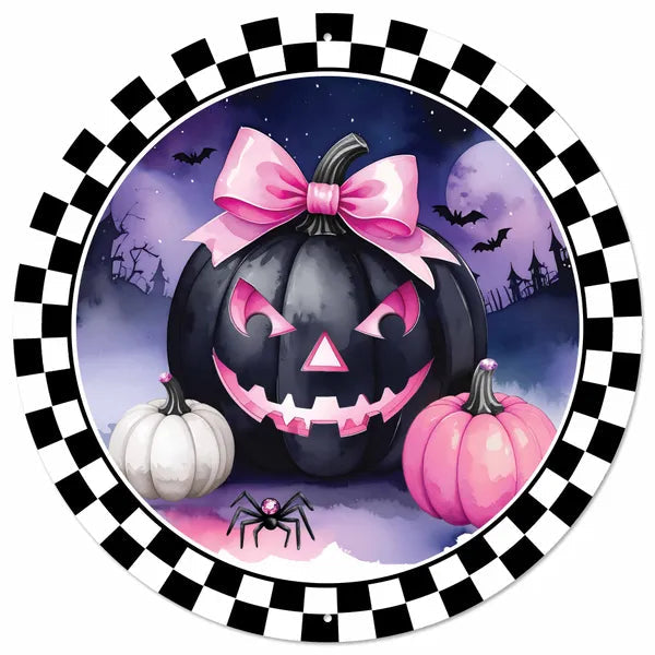 Pink Jack-O-Lantern Sign Ribbon Bundle Wreath Kit-HB104 TCTCrafts