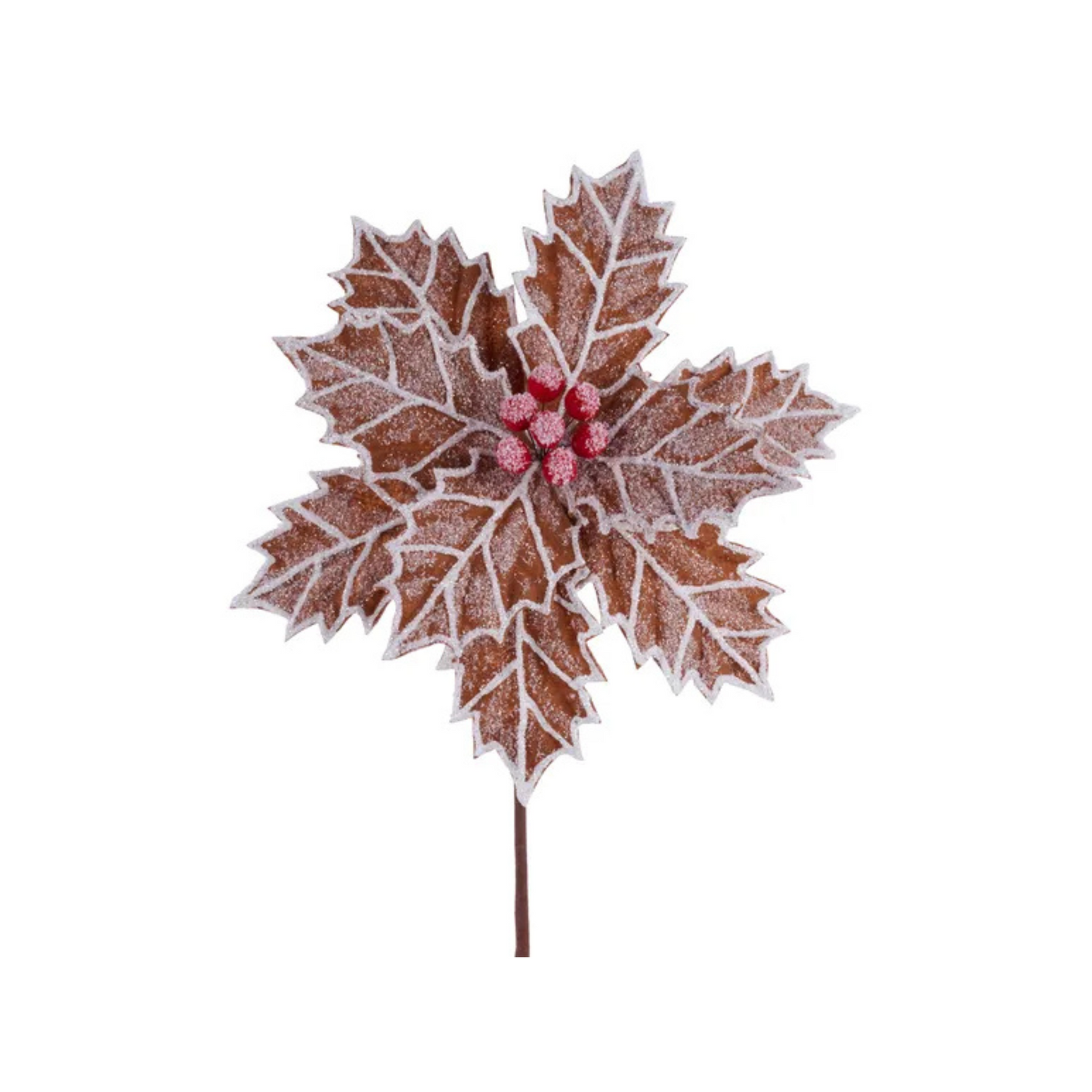 22" Frosted Gingerbread Poinsettia Stem | Festive Holiday Floral Pick | Christmas Decor - XS4206 Craig Bachman