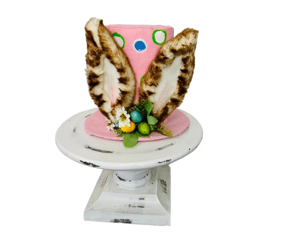 Pink Bunny Ear Top Hat - 11'' Easter Decoration, Spring Centerpiece or Whimsical Mantle Accent-63369PK Liberty Floral