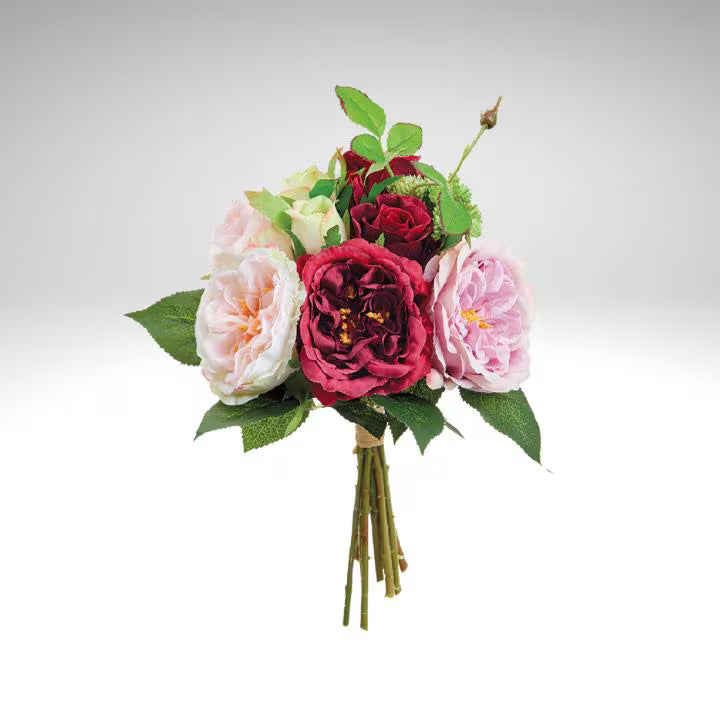 12" Artificial Rose Bouquet I Burgundy and Mauve Faux Floral Stems-FBQ117-BU/MV Allstate Floral