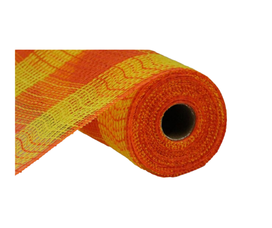 RY8315B4-10.5"x10yd Faux Jute PP Large Check Yellow/Orange Mesh Craig Bachman