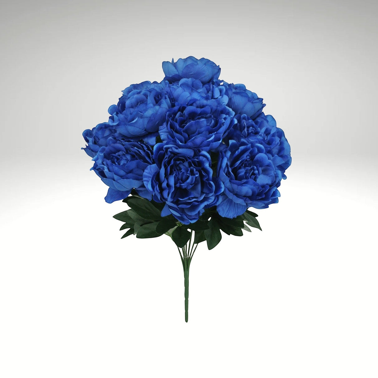 TCTCrafts artificial blue peony bush with 12 blooms and green foliage, 20 inches tall, for arrangements and decor.