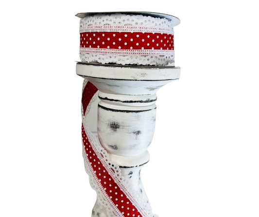 1.5"x10YD Red/White Raised Swiss Dot Wired Ribbon - Classic Elegance for Versatile Crafts and Decor-RG0886924 TCT Crafts