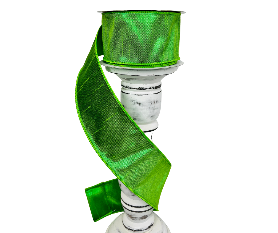 2.5"x10YD Metallic Dupioni Wired Ribbon - Green - Shimmering Elegance for Crafts and Decor-(RGA113809) TCT Crafts