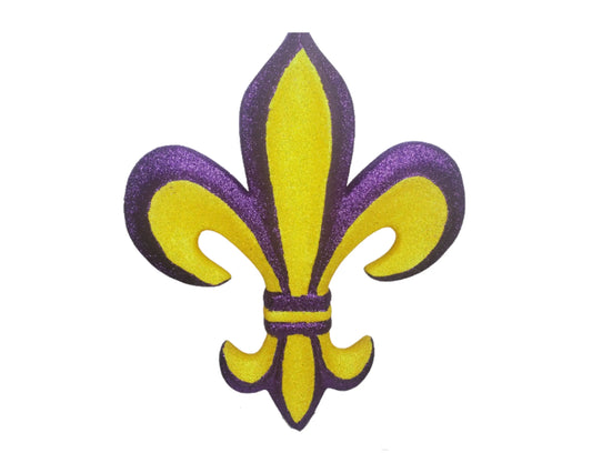 16" Foam Fleur De Lis Sign with Hanger - Purple/Yellow-MZ1782K9 TCT Crafts