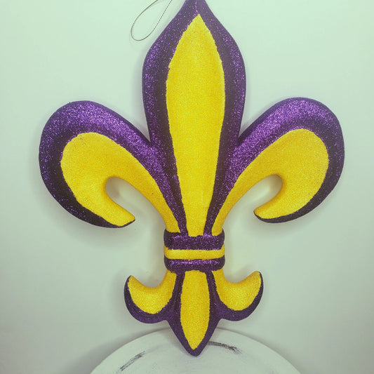 MZ1782K9-16" Foam Fleur De Lis Sign W/Hanger-Purple/Yellow - TCTCrafts