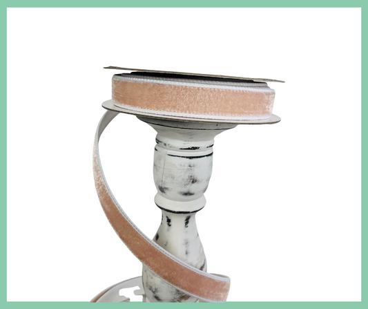 Rose Pink & White Designer Farrisilk Velvet Wired Ribbon - Ideal for Wreathmaking, Tree Decorating, and Crafts-RK130-13 Farrisilk