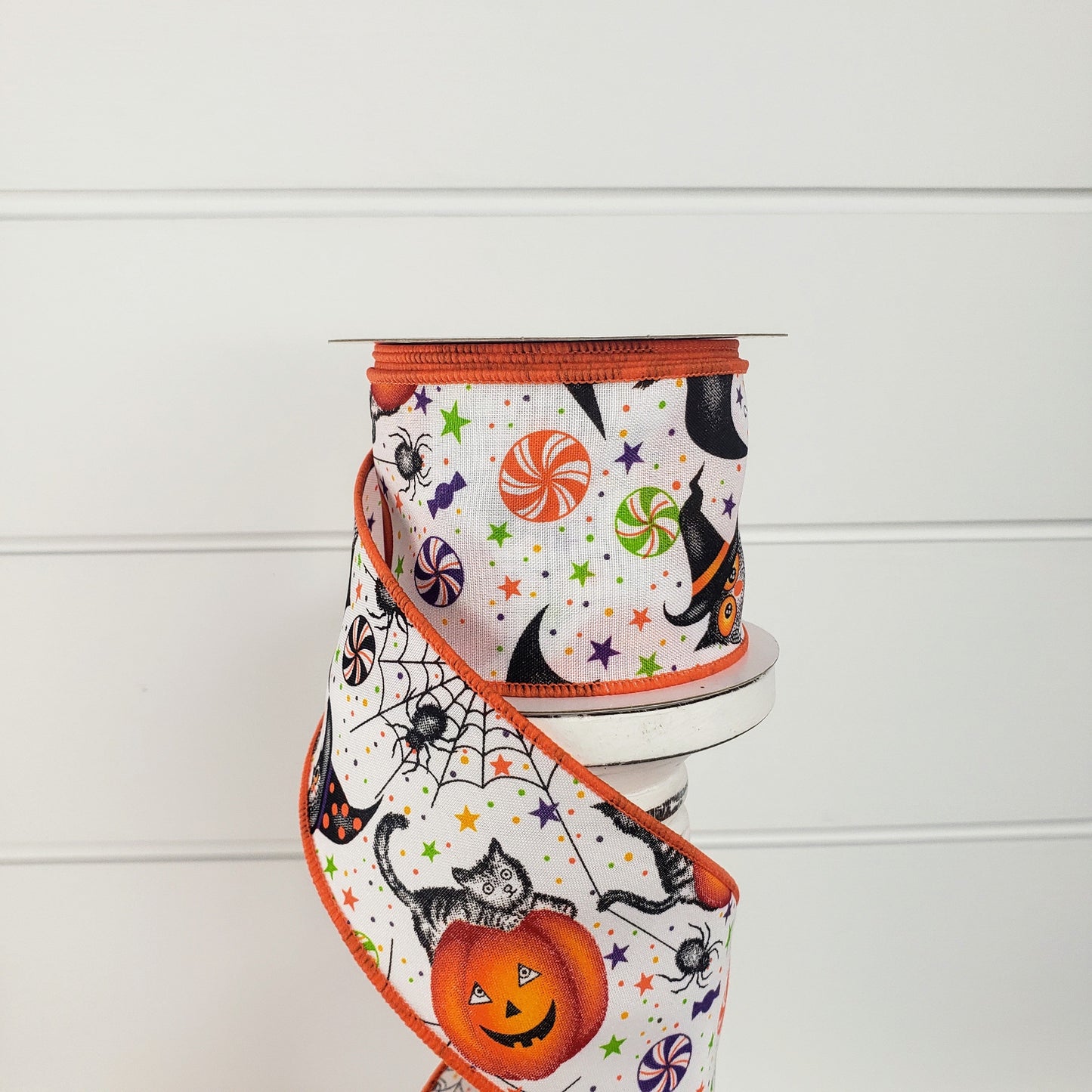 2.5"x10YD Halloween Collage Satin Wired Ribbon-Orange/Black/White (58101-40-01) Jascotina